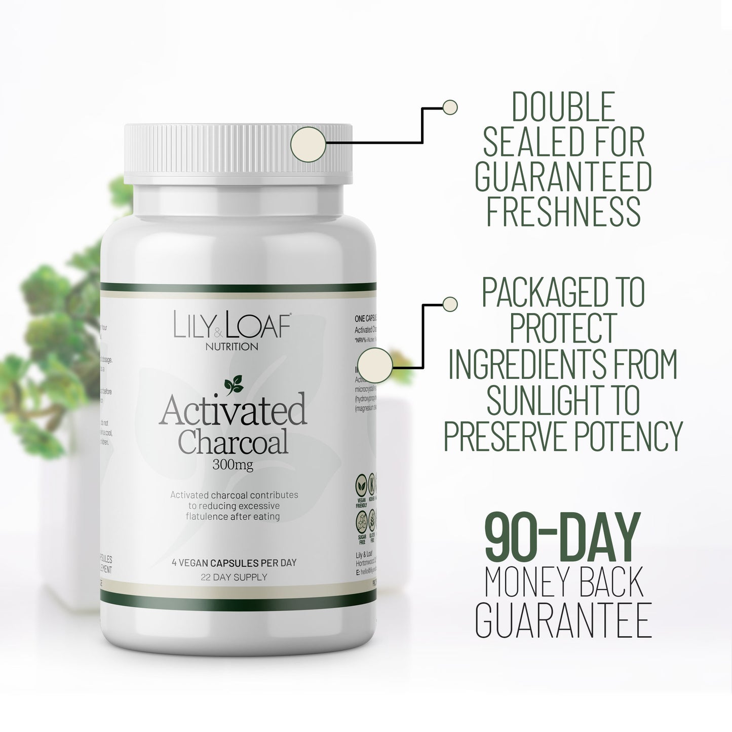 Activated charcoal capsules - a natural product to aid with internal detoxification.