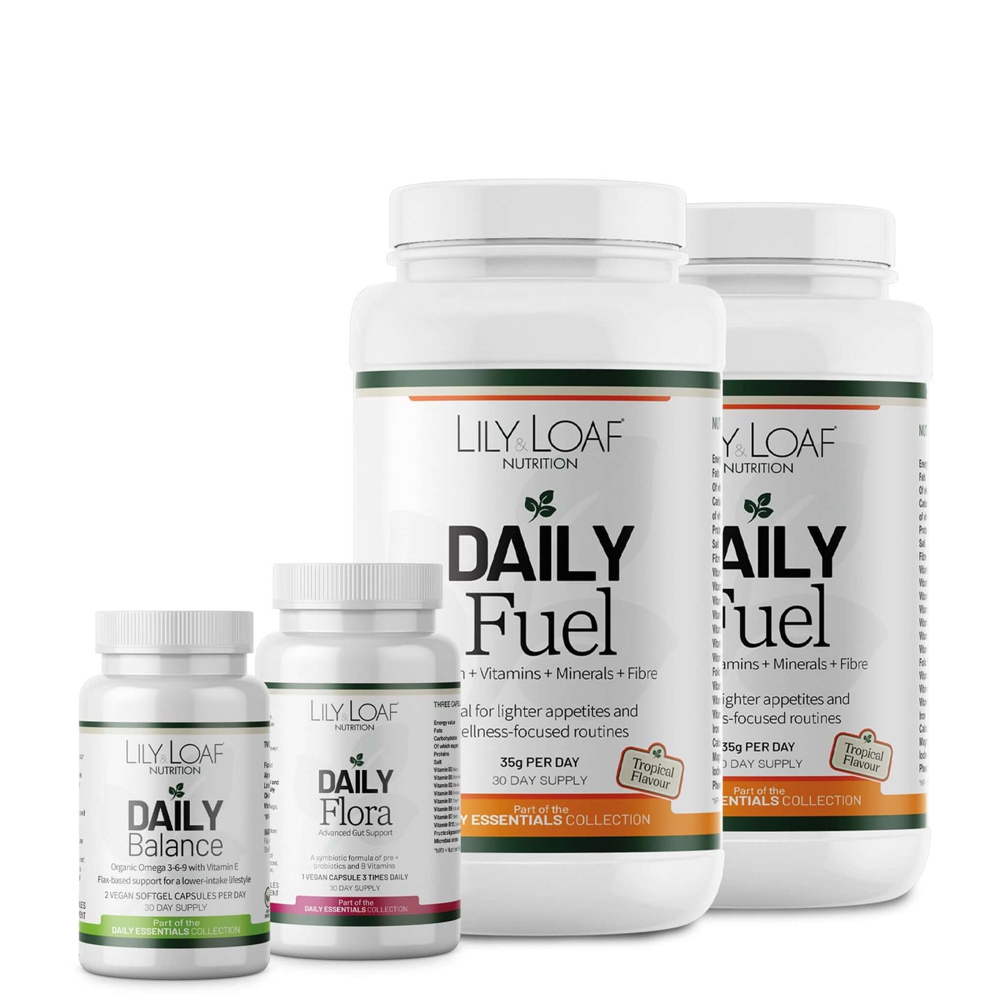 Lily & Loaf Daily Essentials 2 Shakes Per Day Bundle, featuring 2x Daily Fuel Tropical Flavour