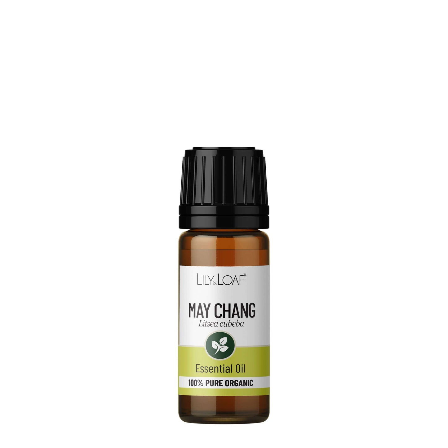 Lily Loaf May Chang essential oil bottle on a white background