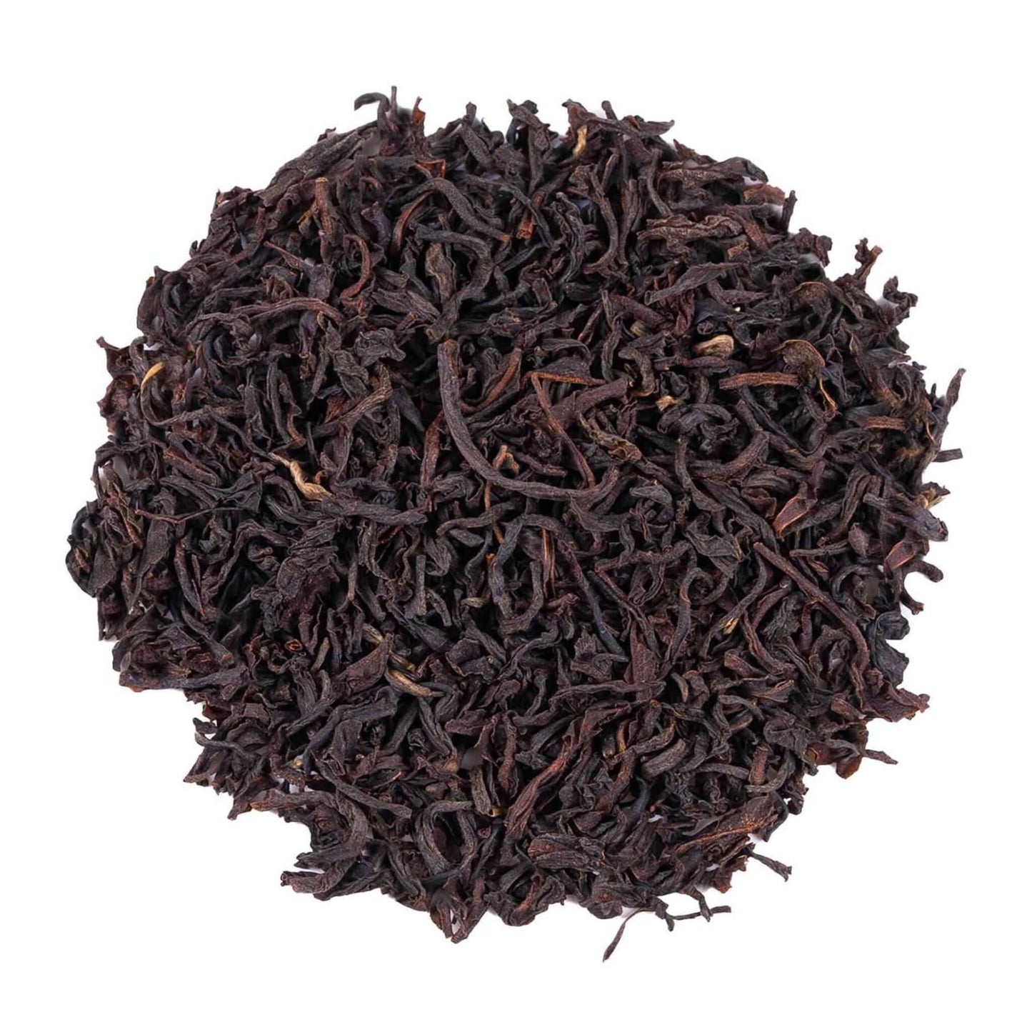 Close-up of loose-leaf Morning Majesty Black Tea, displaying the dried ingredients and natural texture of the blend.