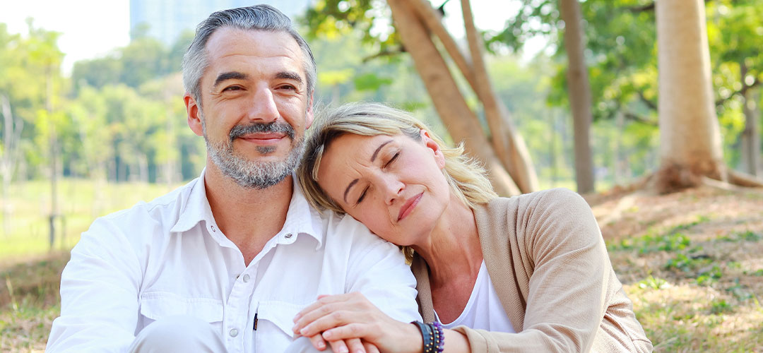 couple relaxing in a park