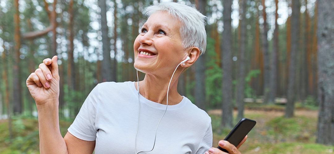 middle age lady in the forrest