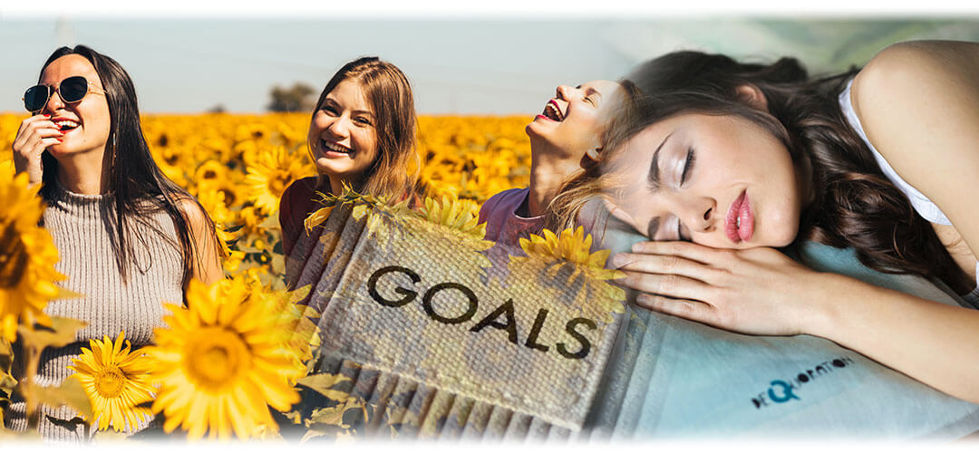 Women Walking through a field of Sunflowers on a sunny day