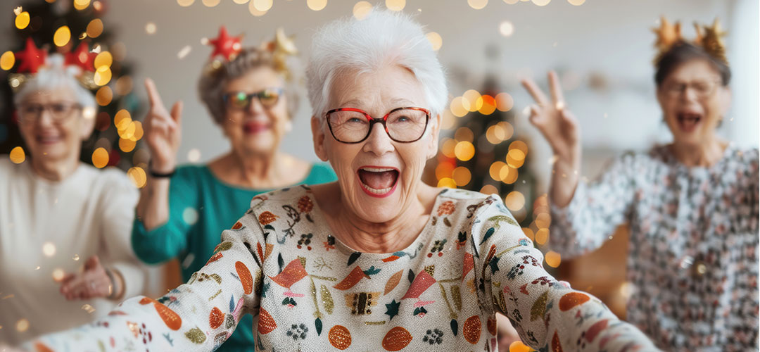 old lady celebrating her birthday, full of energy