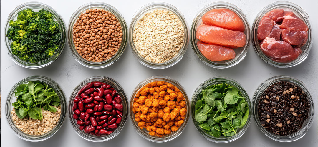 a-variety-of-different-foods-in-bowls