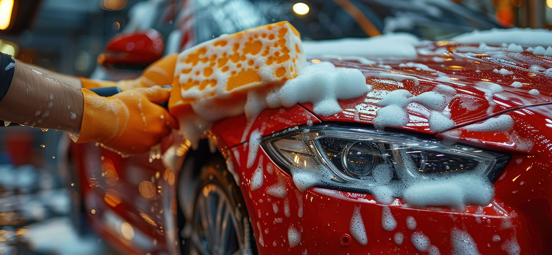 closeup-of-a-hand-washing-a-red-car-with-a-yellow-sponge
