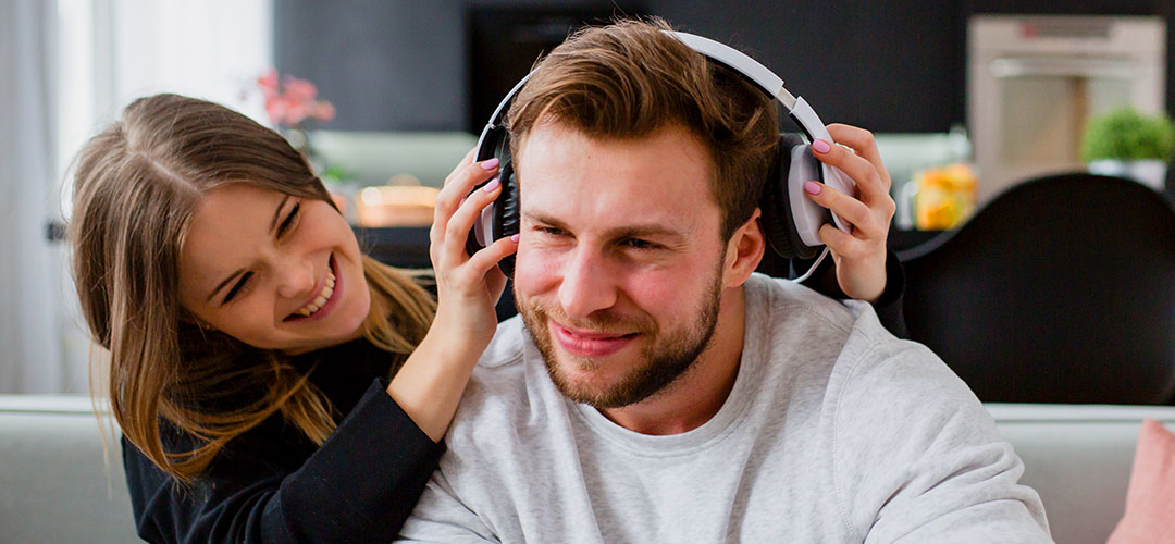 couple relaxing to music