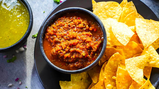 Fresh tomato salsa with coriander and tortilla chips