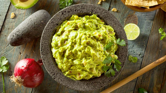 Green pea guacamole with avocado, lime and coriander
