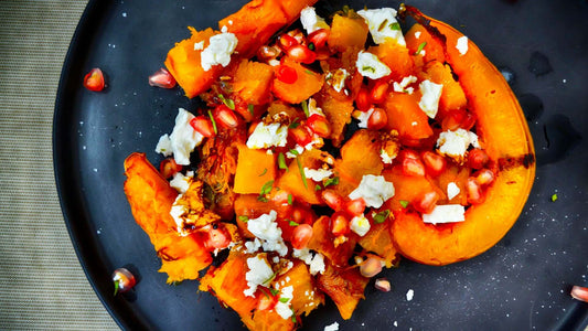 Chickpea and feta salad with fresh vegetables served in a bowl