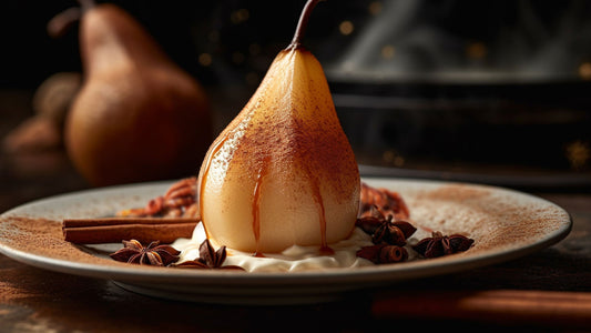 Baked Spiced Pears with Cinnamon Yoghurt & Toasted Nuts