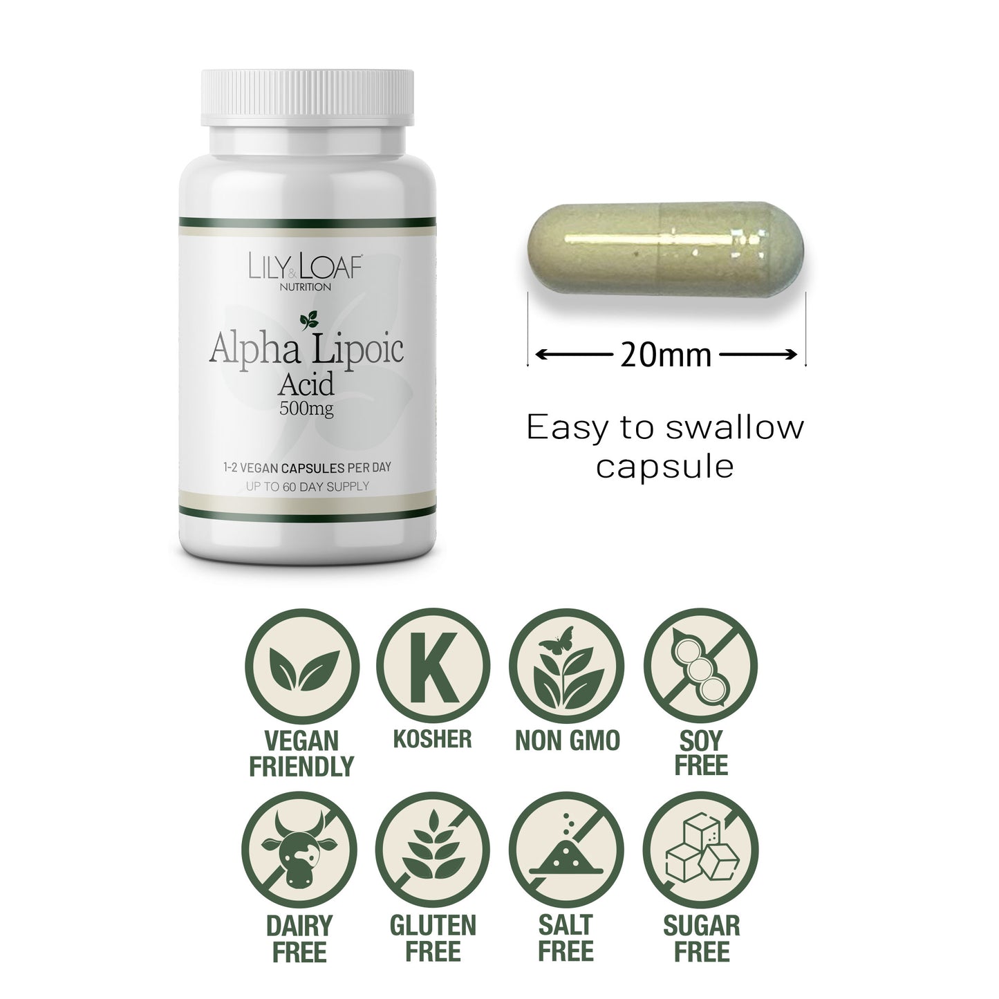 Alpha Lipoic Acid is Vegan, Gluten Free, non-GMO and Kosher