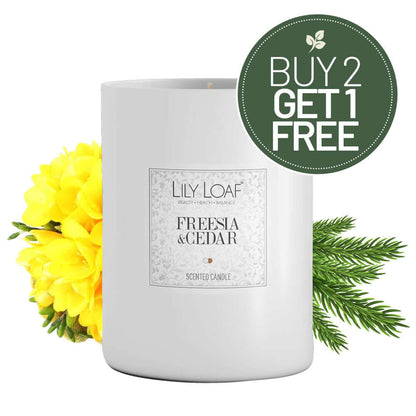 Freesia & Cedar Candle Buy 2 Get 1 Free Symbol