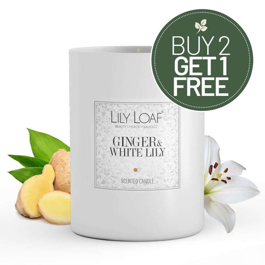 Ginger & White Lily Candle Buy 2 Get 1 Free Symbol