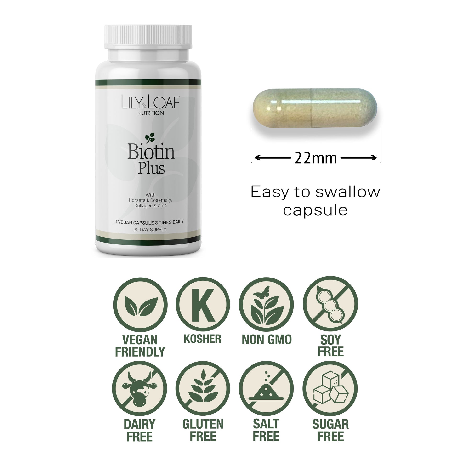 Biotin Plus free from details and capsule size