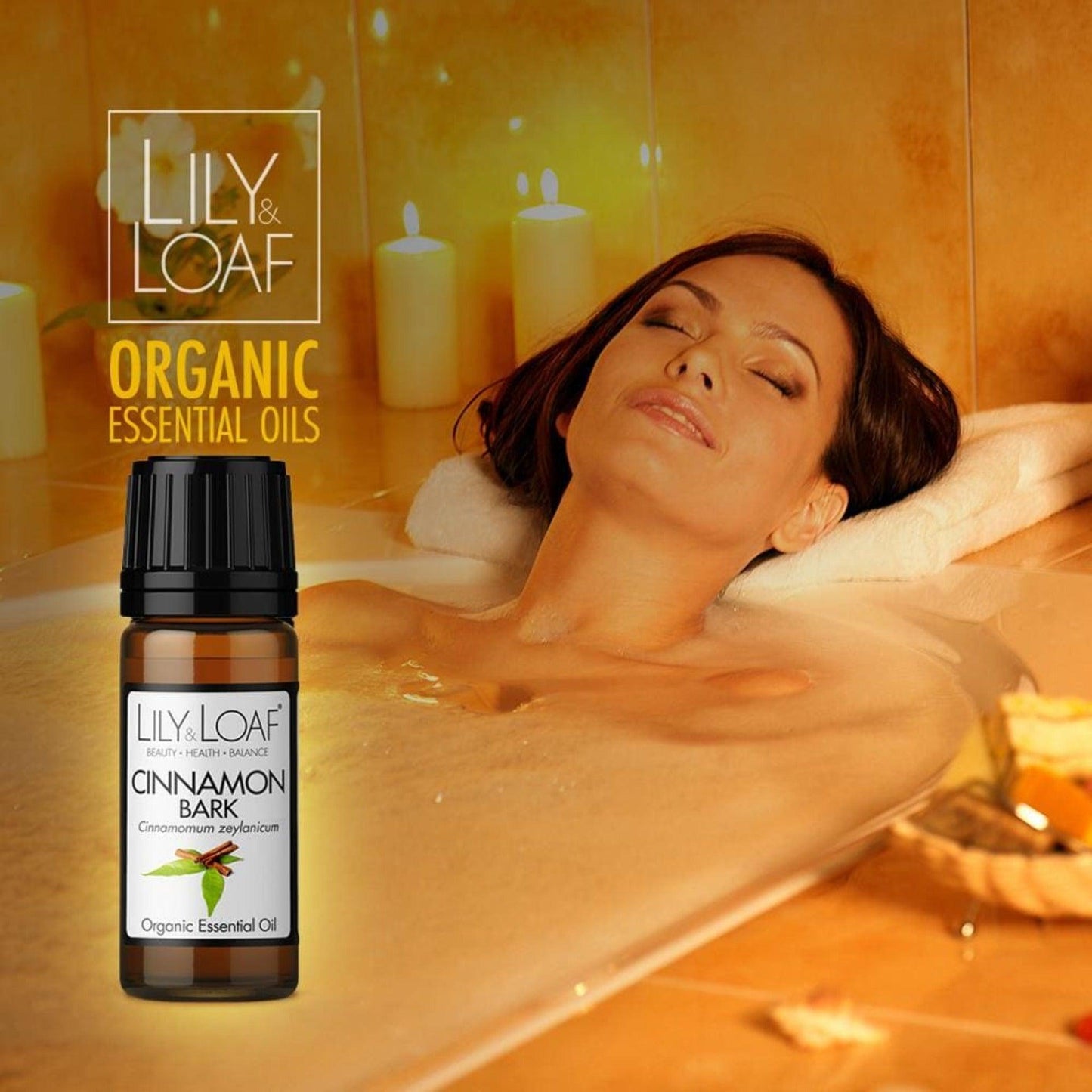Cinnamon Leaf Organic Essential Oil A woman enjoying a candle lit bath