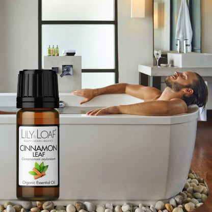 A man relaxing in a spa bath Cinnamon Leaf Essential Oil
