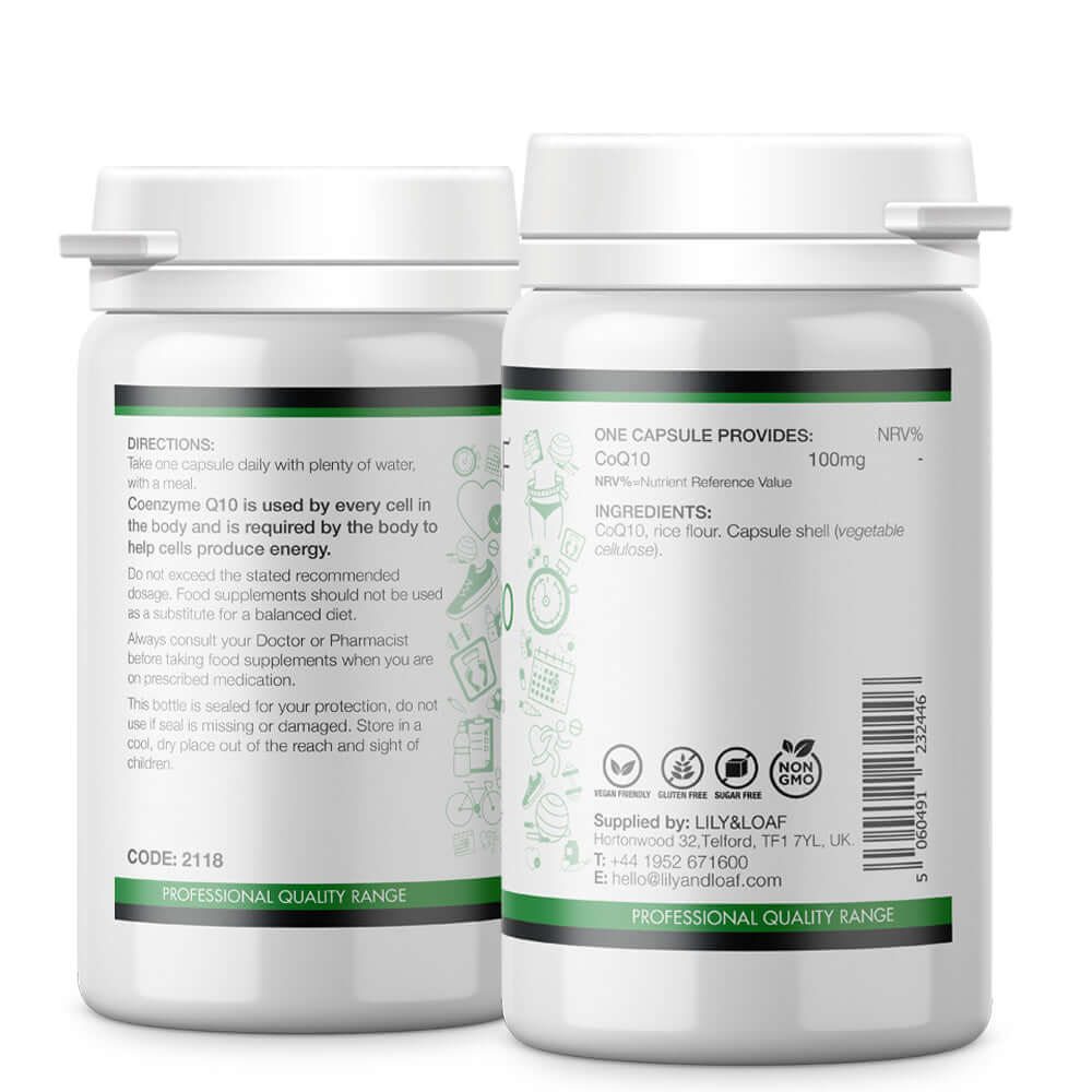 CoQ10 Ubiquinone 100mg label information