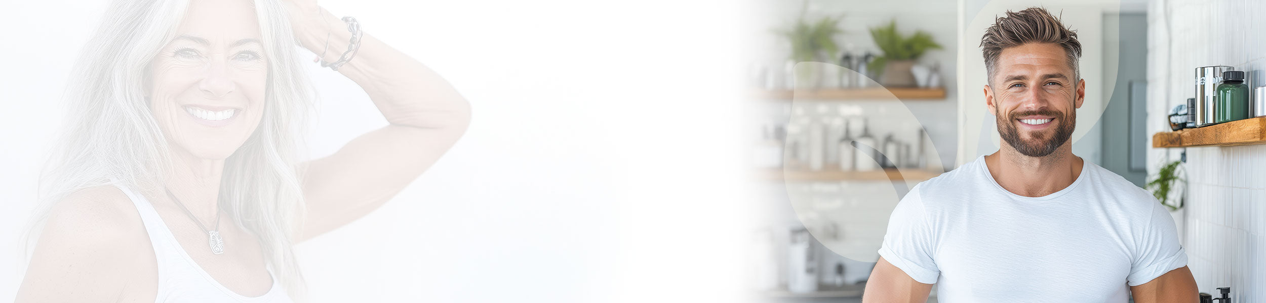 Two people standing in a kitchen with white walls