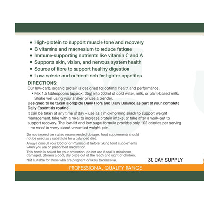 Daily Fuel product label showing nutritional benefits, directions for use, and professional quality branding on a white background