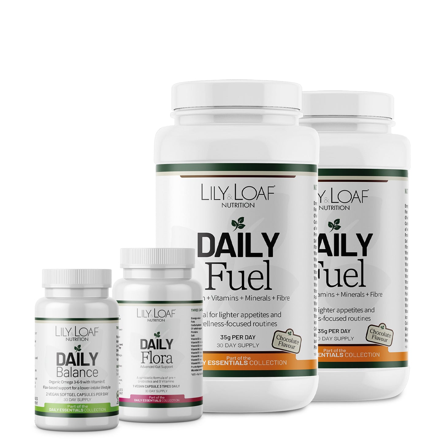 Lily & Loaf Daily Essentials 2 Shakes Per Day Bundle, featuring 2x Daily Fuel Chocolate Flavour
