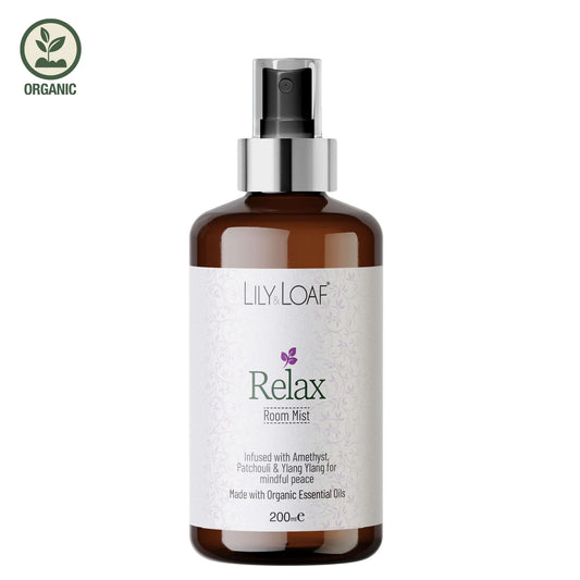 Lily & Loaf Relax Room Mist bottle on a white background