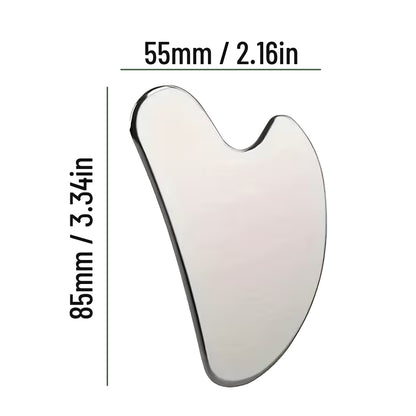 Gua Sha tool with measurements 55mm wide and 85mm high on a white background