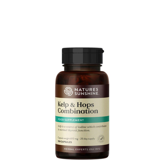 Pot of Nature's Sunshine Kelp & Hops Combination 100 capsules for a 25 day supply