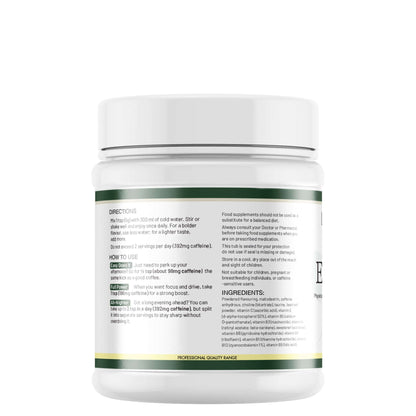 Lily & Loaf Energy Drink supplement container label with directions for use and ingredients.