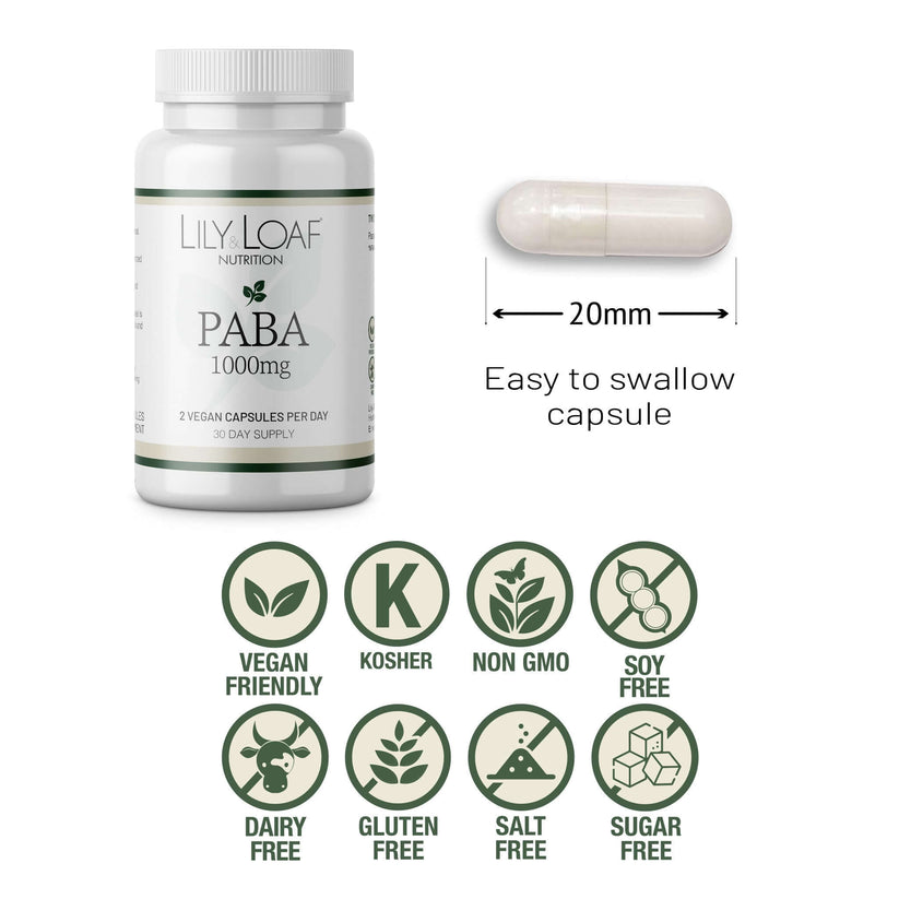 Paba Mini PABA Supplement 1000mg | Vegan Friendly | Lily & Loaf