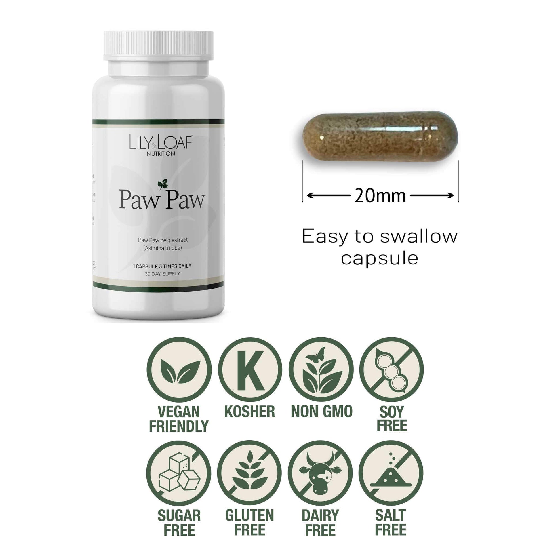 Lily & Loaf Paw Paw Capsule Size & Allergens