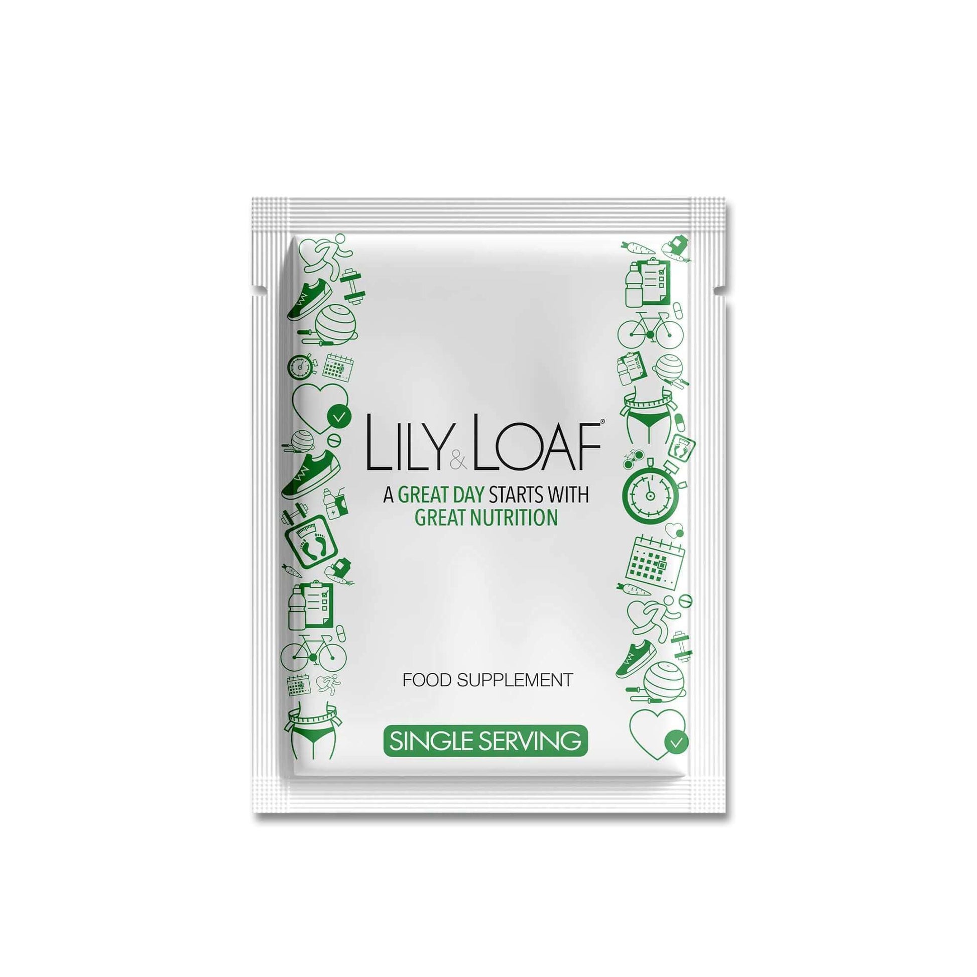 Lily Loaf food supplement sample package on a white background