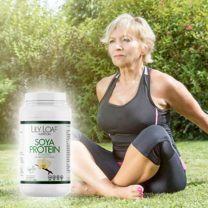 Lily & Loaf Soya Protein+ With Vitamins & Minerals - Middle aged lady exercising outdoors