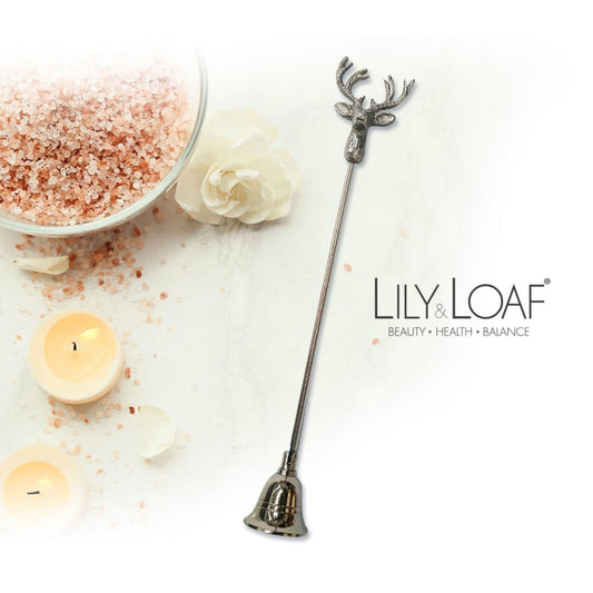 Lily & Loaf Candle Snuffer with candles and rose petals