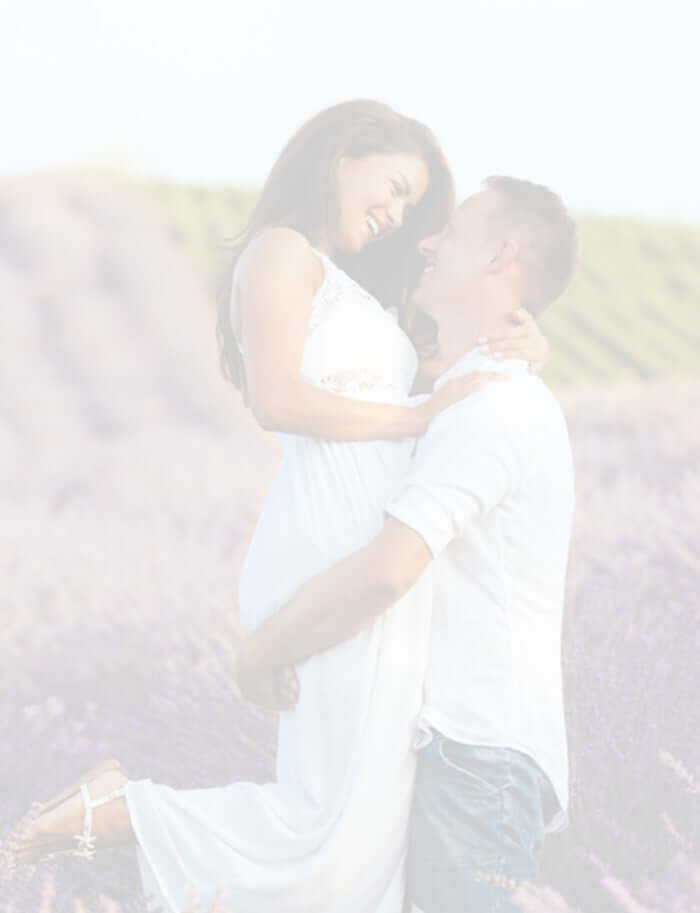 couple in love in meadow of lavender