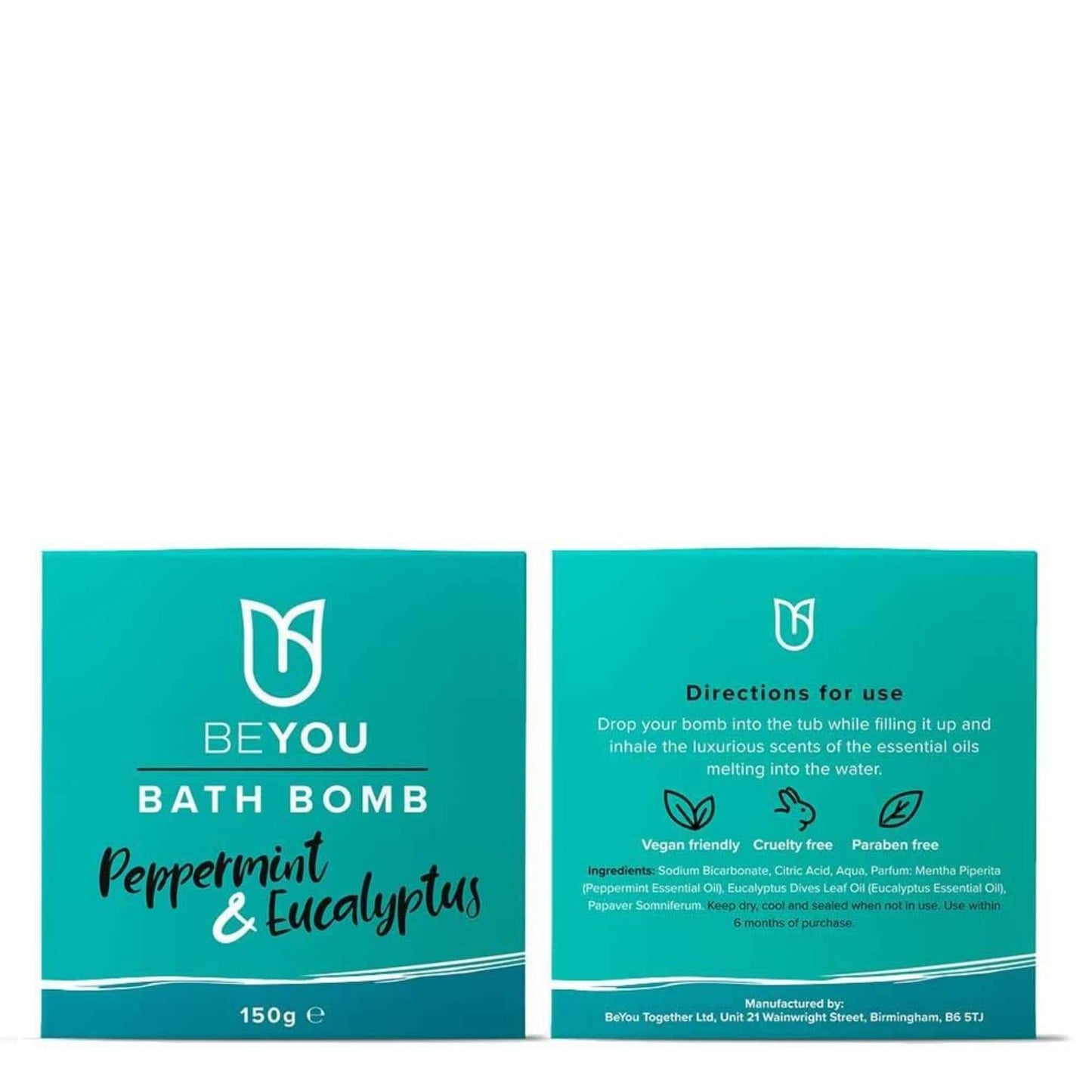 BeYou Peppermint and Eucalyptus Bath Bomb packaging