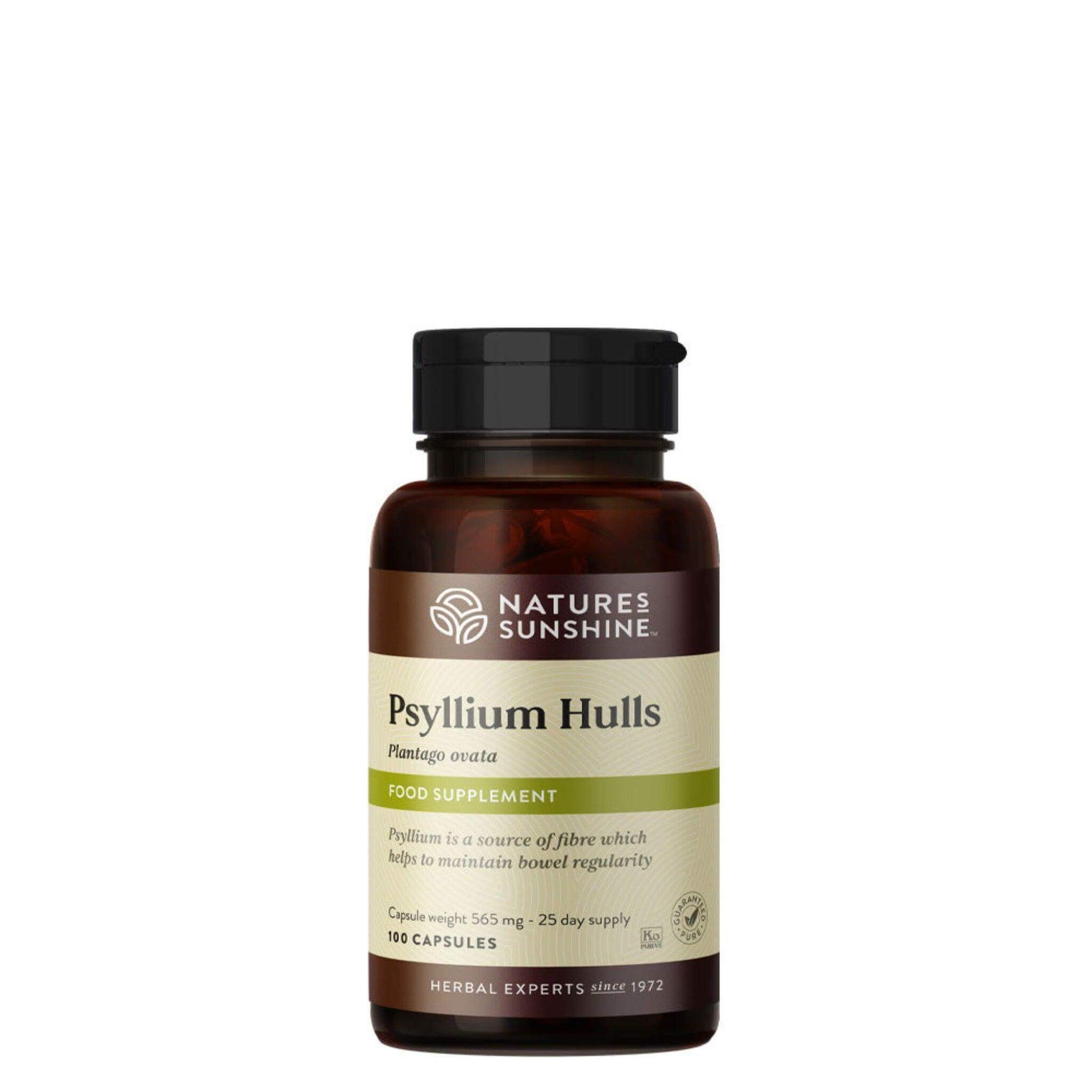 A bottle of Nature's Sunshine Psyllium Hulls capsules