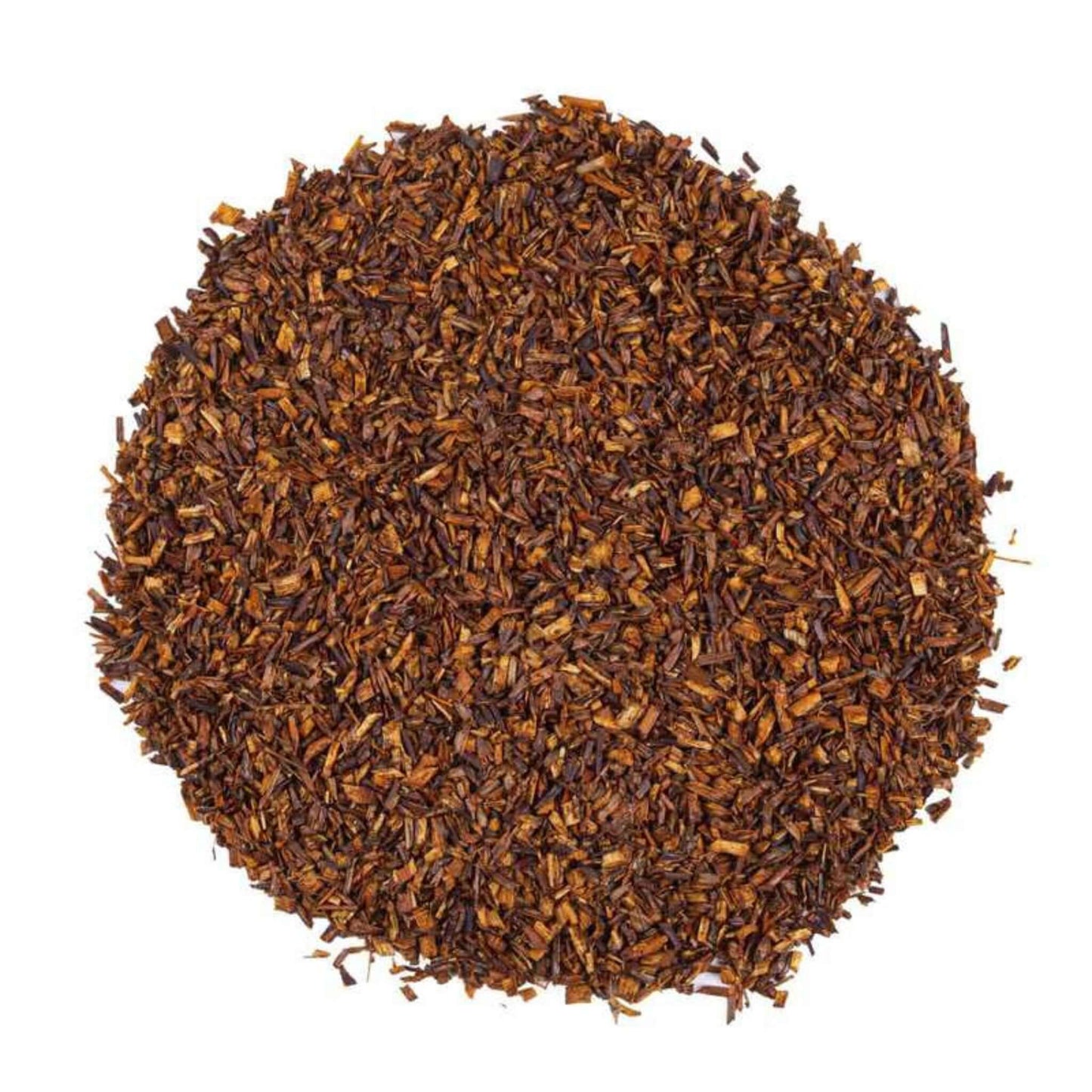 Close-up of loose-leaf Rooibos Earl Grey Herbal Tea, displaying the dried ingredients and natural texture of the blend.