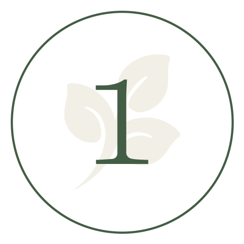 Circular logo with the number '1' inside a leaf-like design on a white background