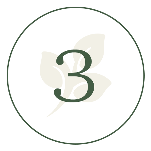 Circular logo with the number '3' inside a leaf-like design on a white background