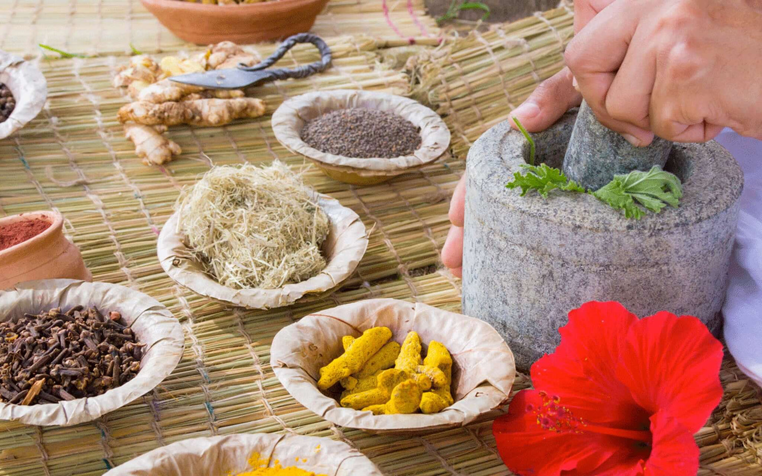 Assortment of healthy foods, nuts, seeds, and spices, representing a balanced and nutritious diet.