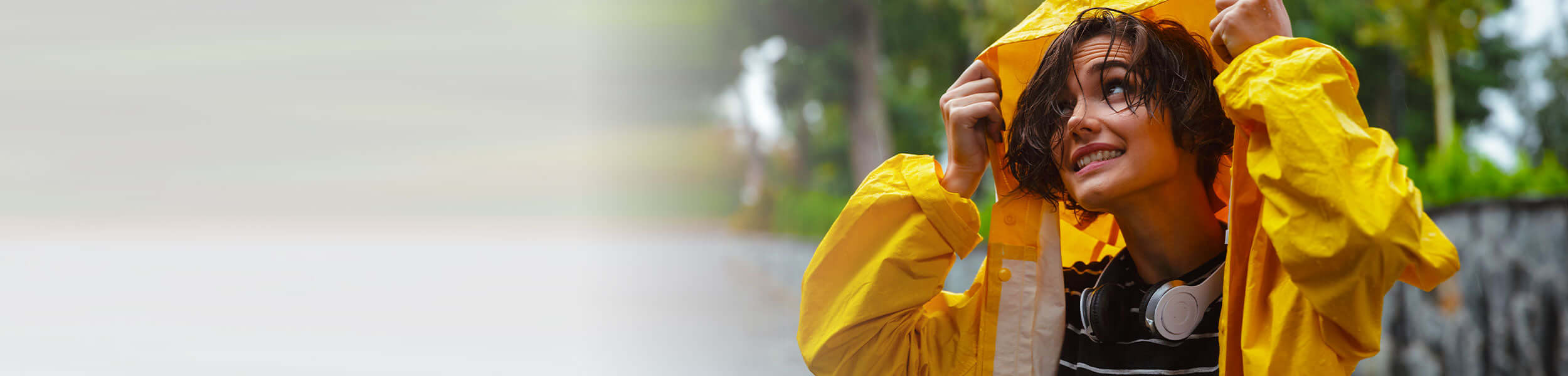 Immunity Collection Banner a woman in a yellow raincoat