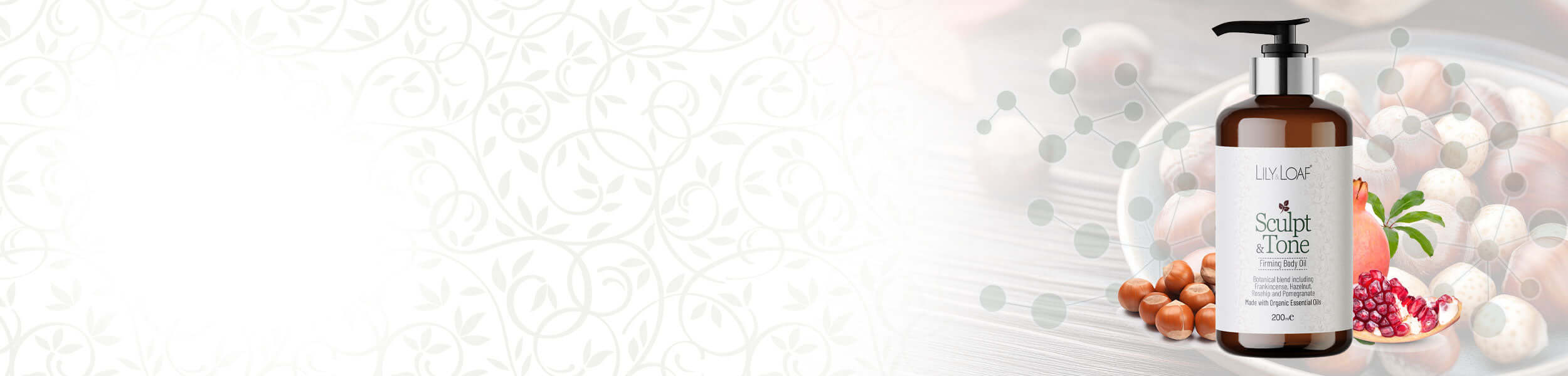 Sculpt & Tone Body Firming Oil bottle with pump on a white background