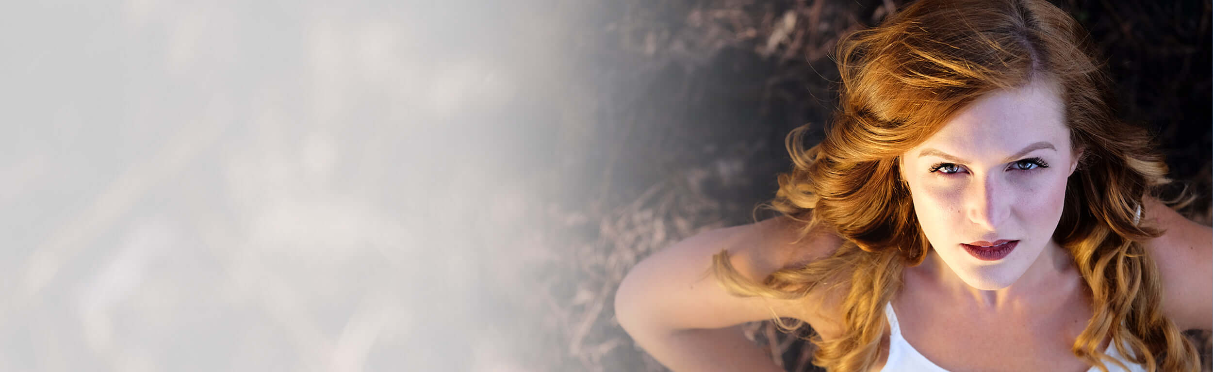 lady in forest with glowing skin and silky hair