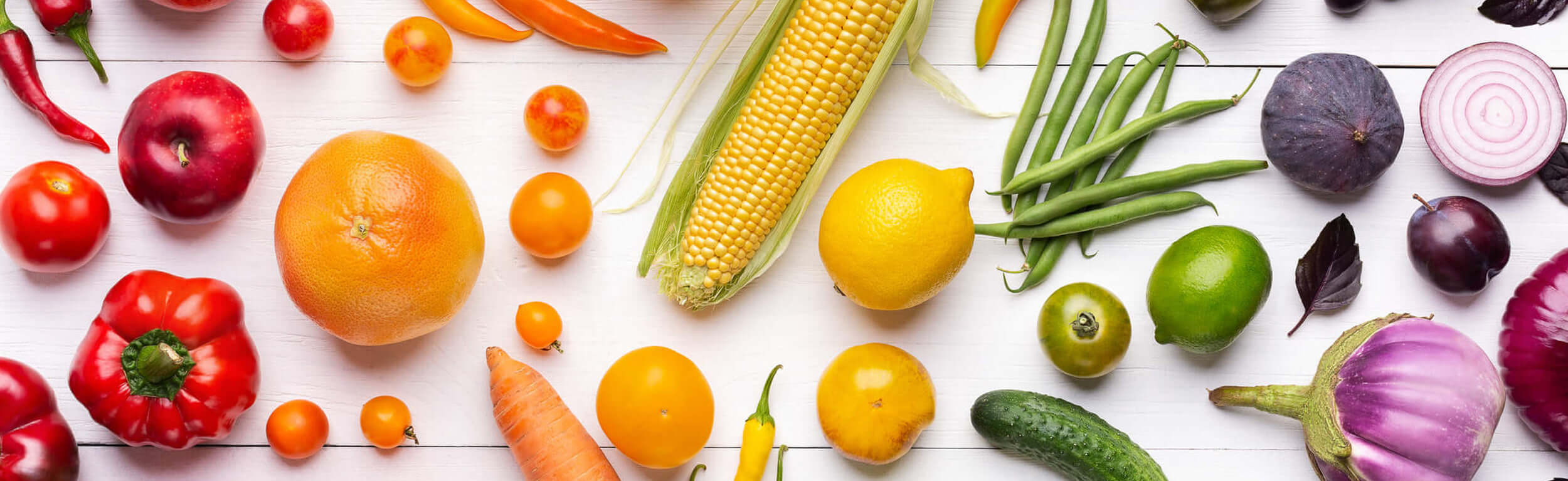 fruit and veg on wooden table