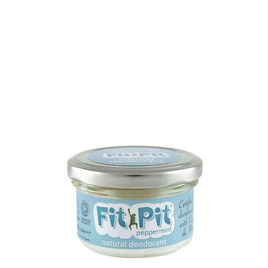 Fit Pit Peppermint Deodorant comes in 25ml or 100ml sizes