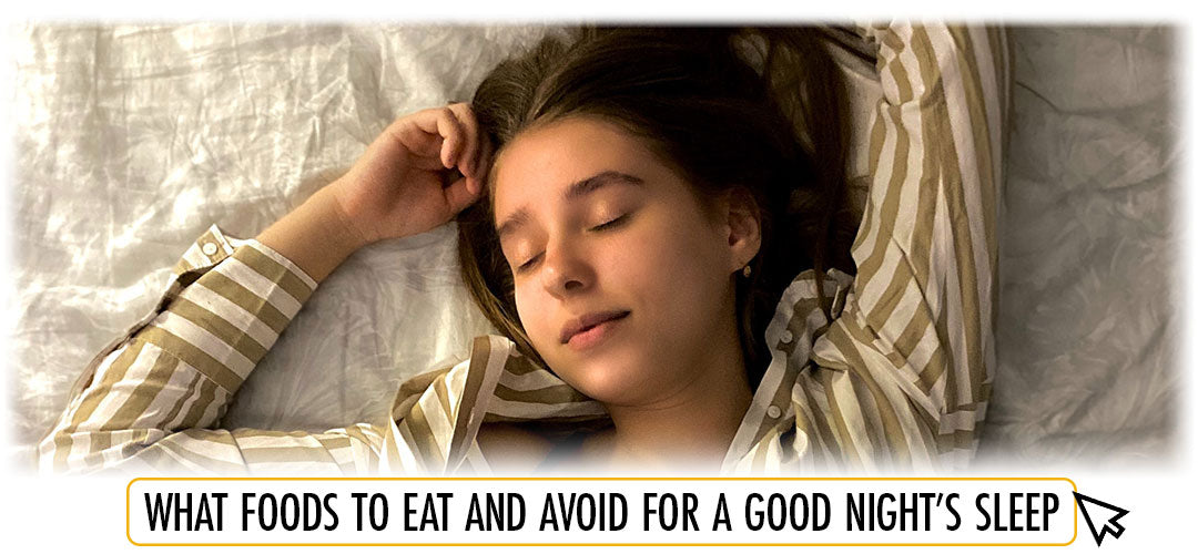 Peaceful sleeping woman, highlighting foods for better sleep quality.