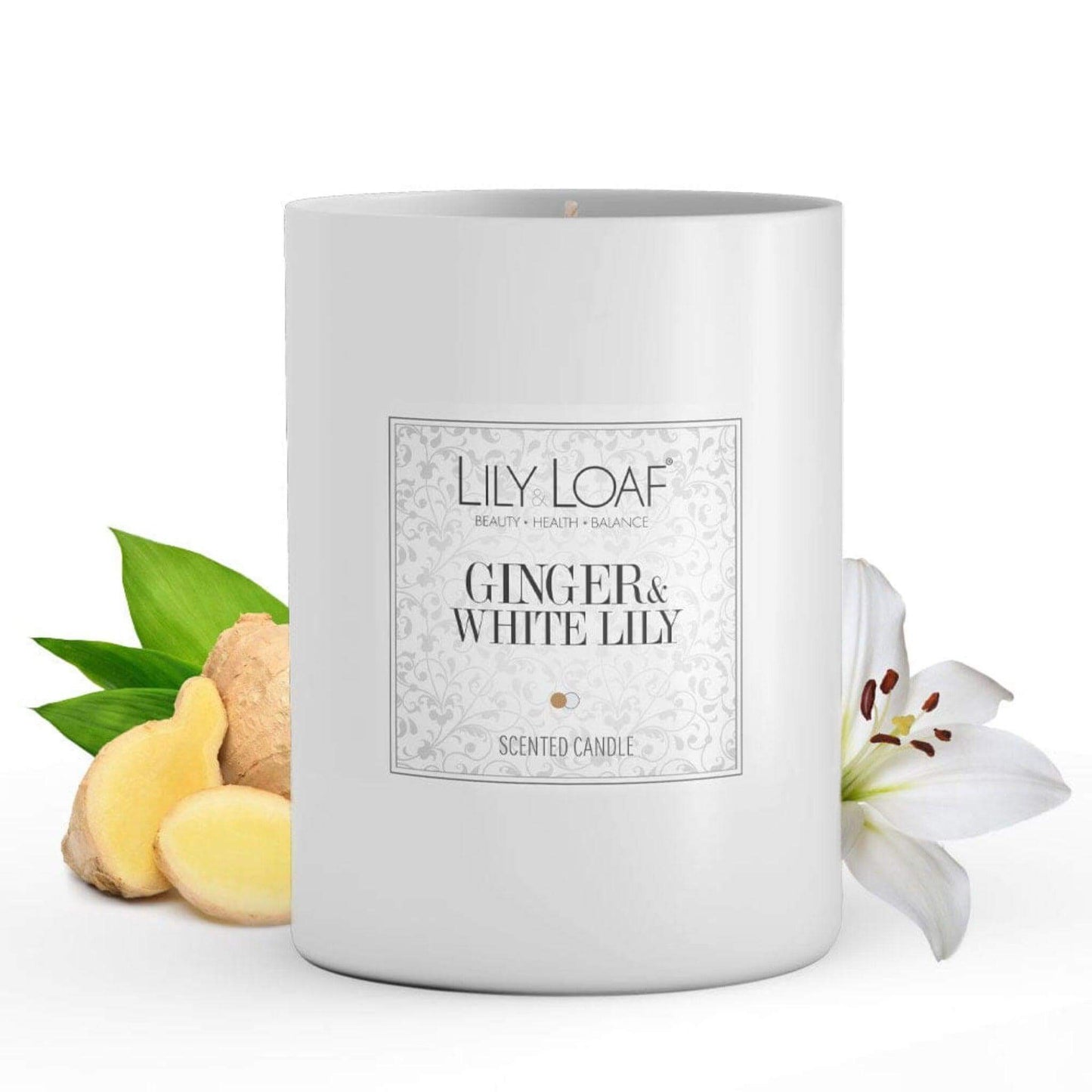 Ginger and White Lily Soy Wax Candle ingredients behind