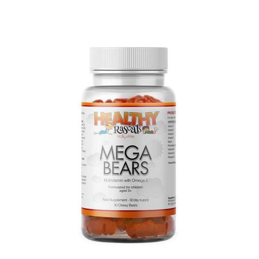 Healthy Rascals Mega Bears Gummy come as 30 chewy bears for a 30 day supply