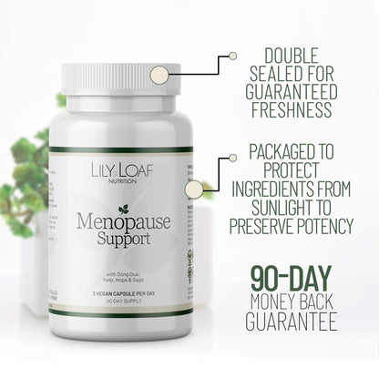 Lily & Loaf Menopause Support is double sealed for freshness and comes with a 90 day money back guarantee.